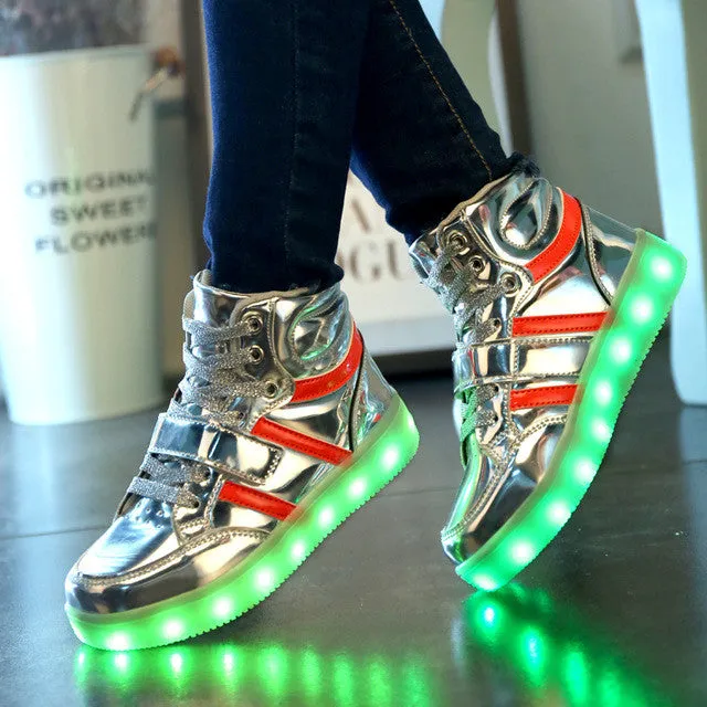 2017 Fashion LED luminous for kids children casual shoes glowing usb charging boys & girls sneaker with 7 colors light up new