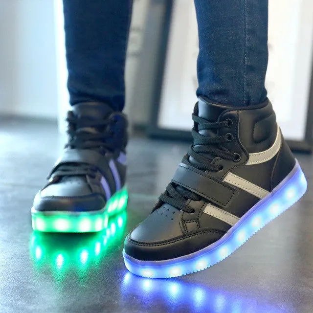 2017 Fashion LED luminous for kids children casual shoes glowing usb charging boys & girls sneaker with 7 colors light up new