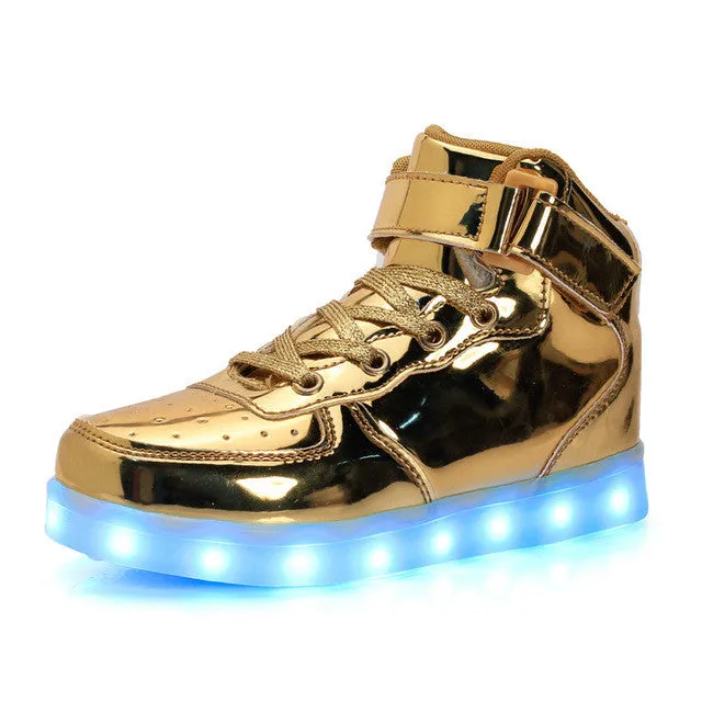 2017 Fashion LED luminous for kids children casual shoes glowing usb charging boys & girls sneaker with 7 colors light up new