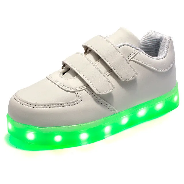 2017 Hot New Spring autumn Kids Sneakers Fashion Luminous Lighted Colorful LED lights Children Shoes Casual Flat Boy girl Shoes