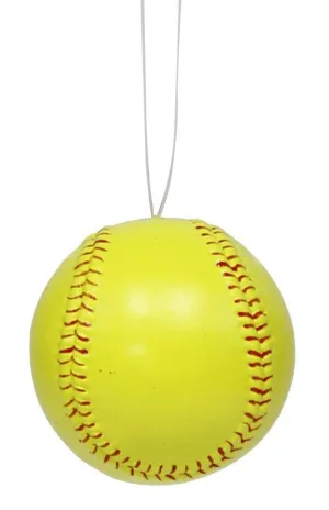 3" Painted Softball Ornament: Yellow/Green