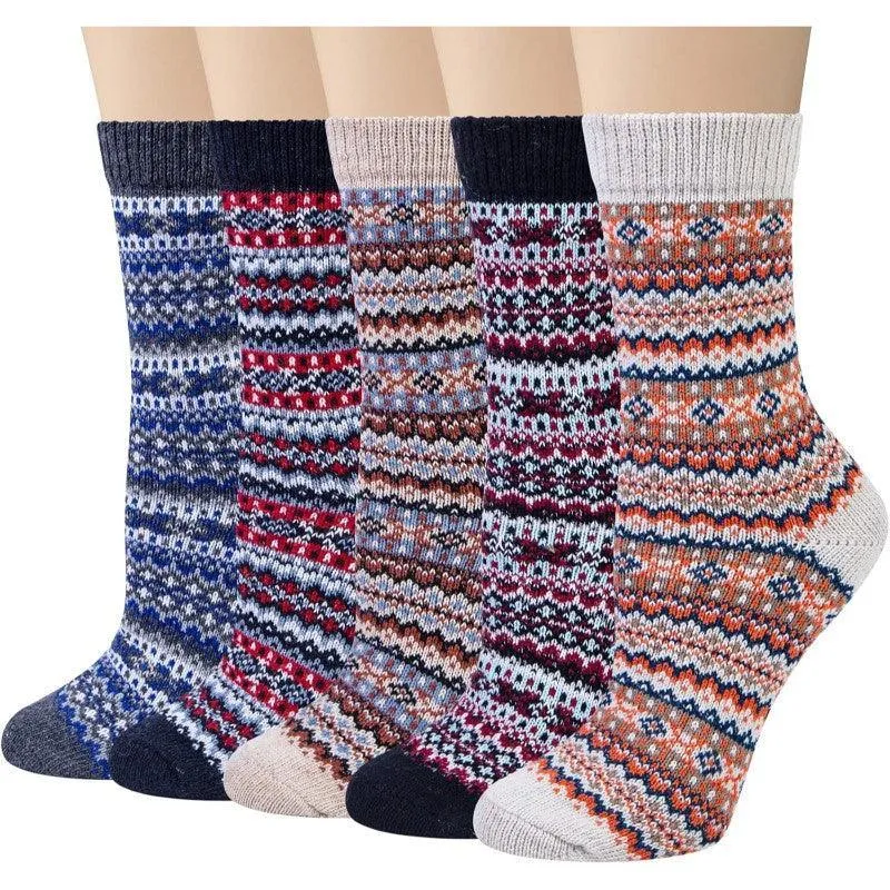 5 Pairs Comfortable Winter Wool Socks – Warmth and Softness