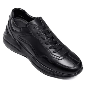 8 CM / 3.15 Inches CMR CHAMARIPA Height Increasing Sneakers - Taller Shoes For Men - Black Calfskin HIgh Heel Sneakers