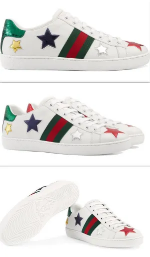 Ace Embroidered Low Top Sneakers - Stars