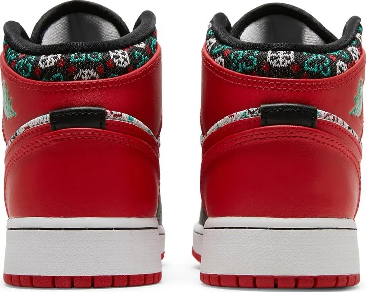 Air Jordan 1 Mid SE GS Ugly Christmas Sweater, red