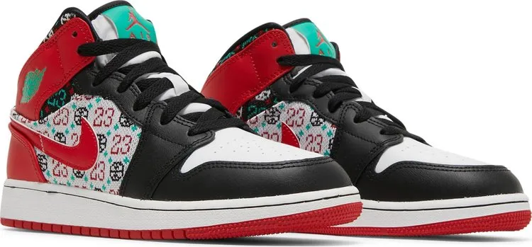 Air Jordan 1 Mid SE GS Ugly Christmas Sweater, red