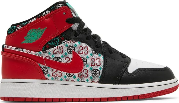 Air Jordan 1 Mid SE GS Ugly Christmas Sweater, red