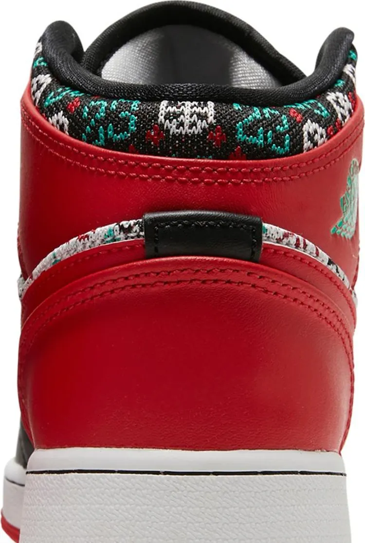 Air Jordan 1 Mid SE GS Ugly Christmas Sweater, red