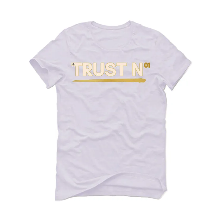 Air Jordan 4 WMNS “Metallic Gold” | illcurrency White T-Shirt (TRUST NO ONE)