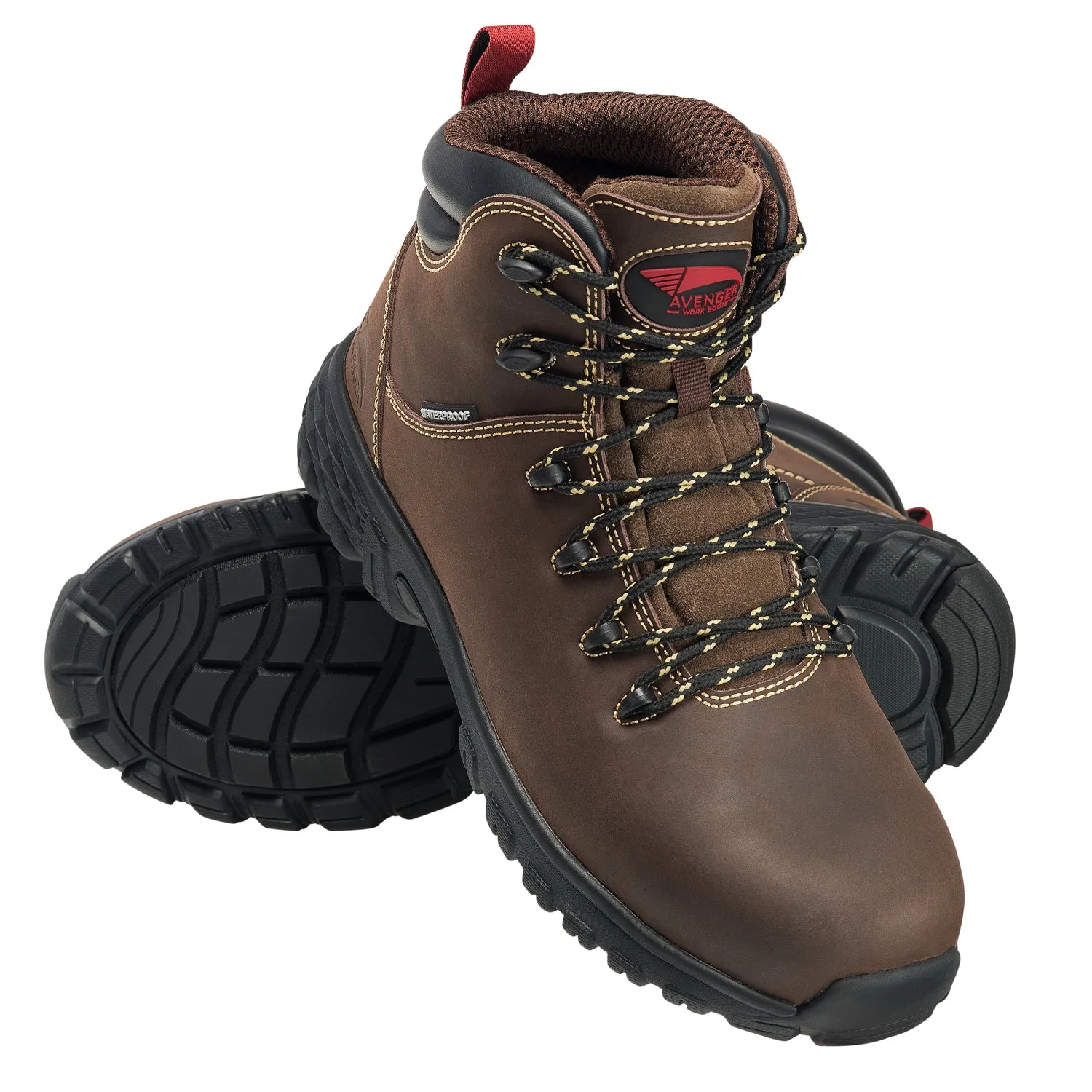 Avenger Mens Flight Mid Brown Leather Work Boots