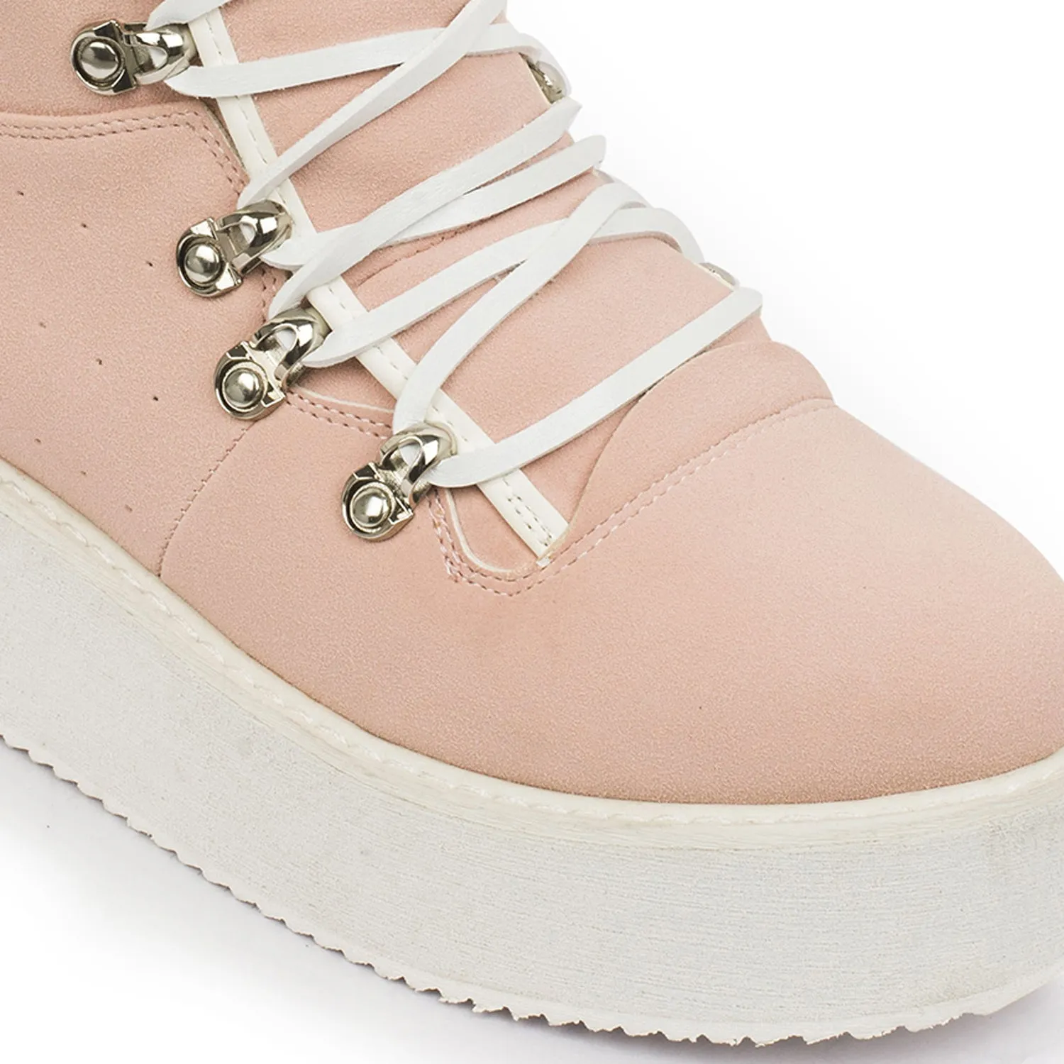 Baby Pink Lace Up High Tops