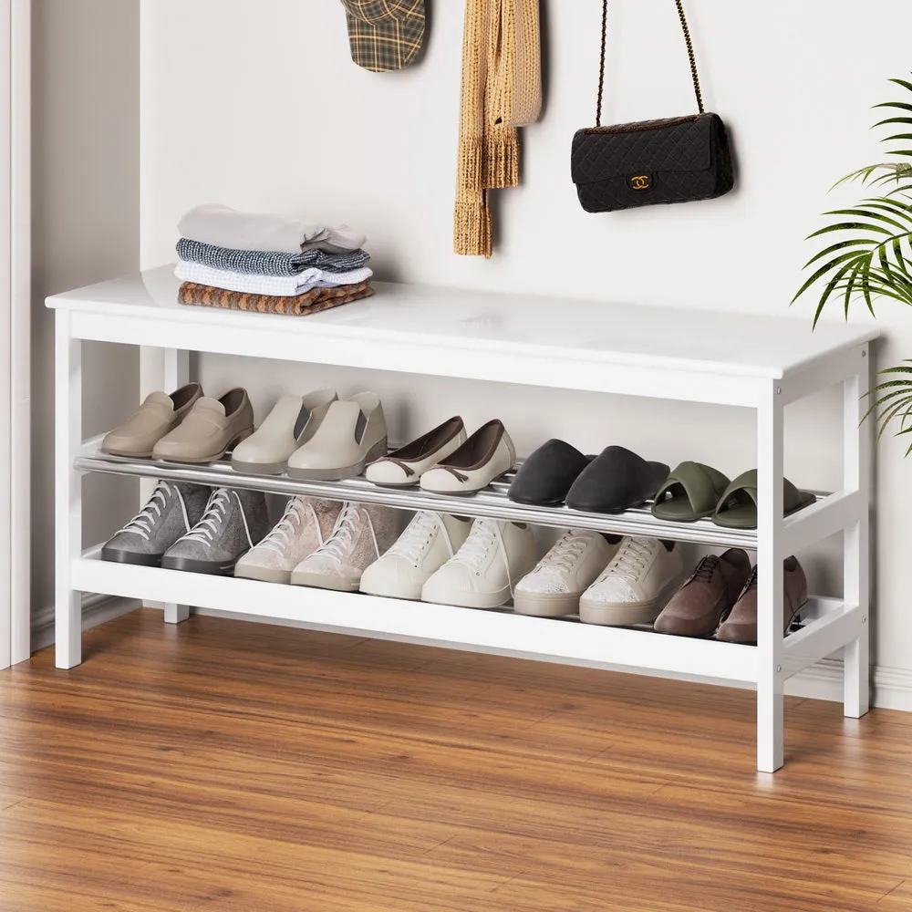 Bamboo Shoe Rack Cabinet Bench, 2-Tier, 10 Pairs, Artiss