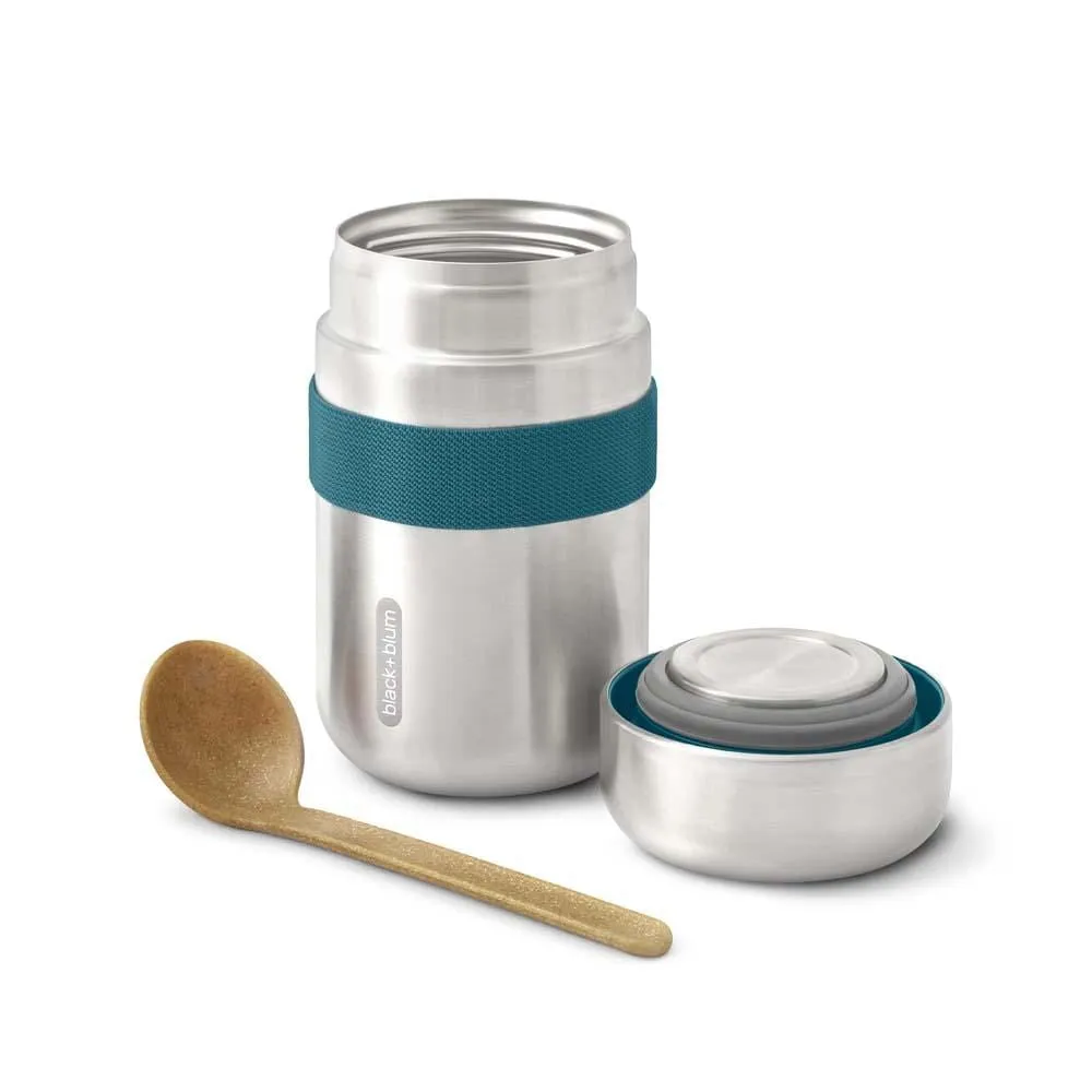 black blum Insulated Stainless Steel Food Flask with Spoon 400ml - Ocean