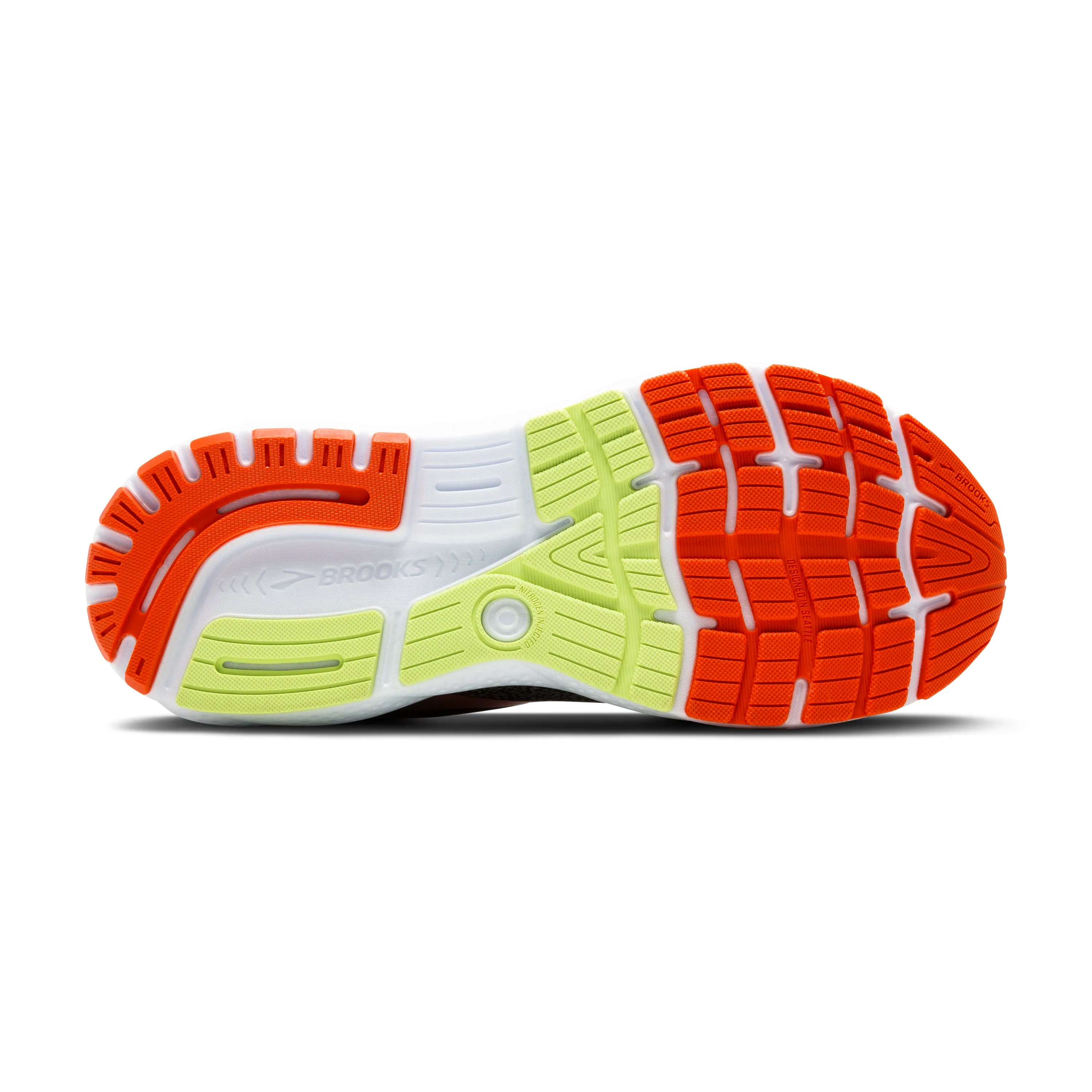 Brooks | Ghost 16 GTX | Men's | Black/Mandarin Red/Green