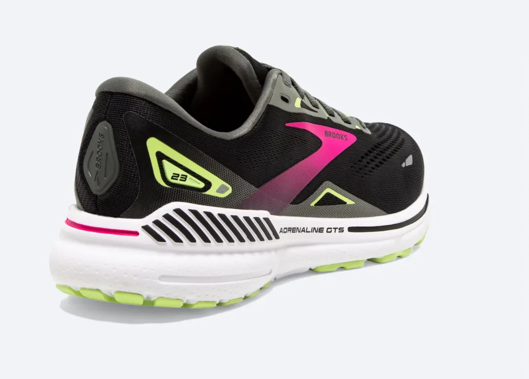 Brooks Womens Adrenaline GTS 23 Wide- Black/Gunmetal/Sharp Green (1203811D037)