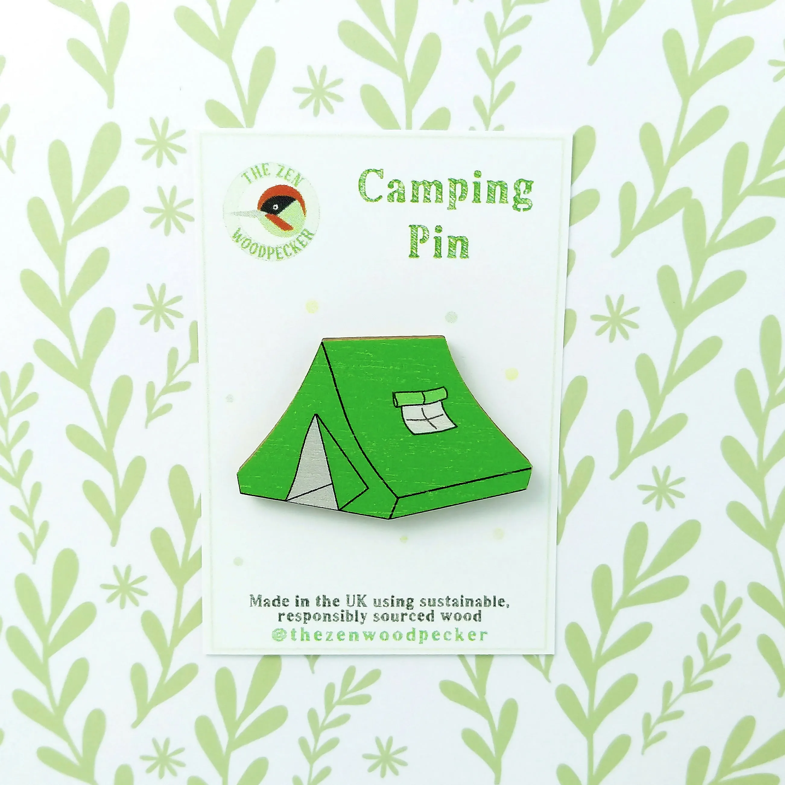 Camping Tent Pin Badge - Green