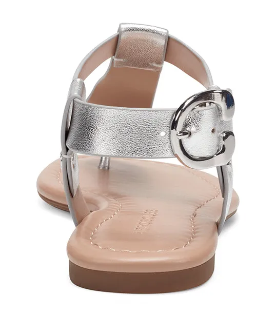 Carmina Thong Sandal Silver Metallic Leather