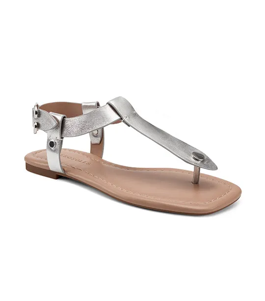 Carmina Thong Sandal Silver Metallic Leather