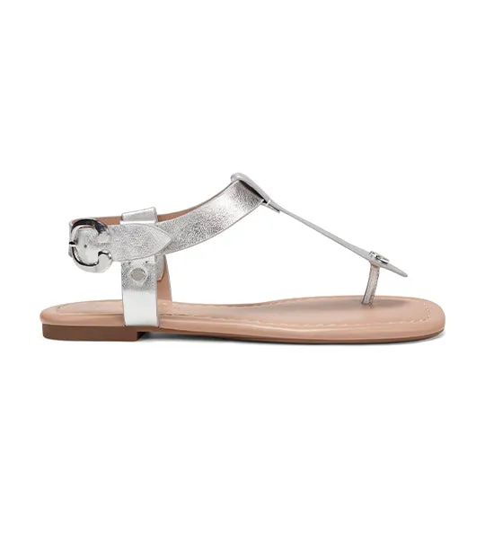 Carmina Thong Sandal Silver Metallic Leather