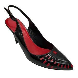 Chanel Black / Red 2009 Patent Leather Slingback Pumps