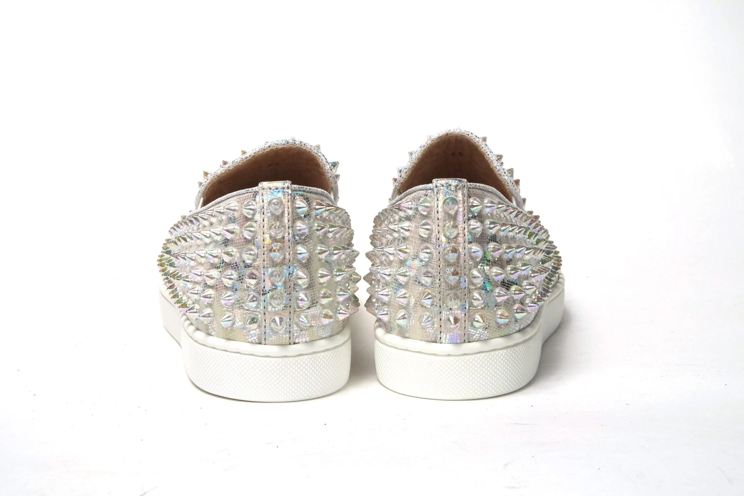 Christian Louboutin White Ab/Clear Ab Roller Boat Woman Flat Sneakers