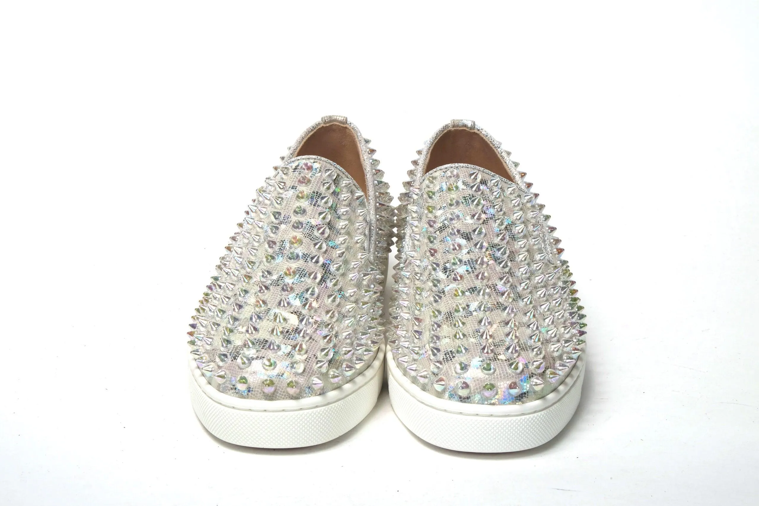 Christian Louboutin White Ab/Clear Ab Roller Boat Woman Flat Sneakers