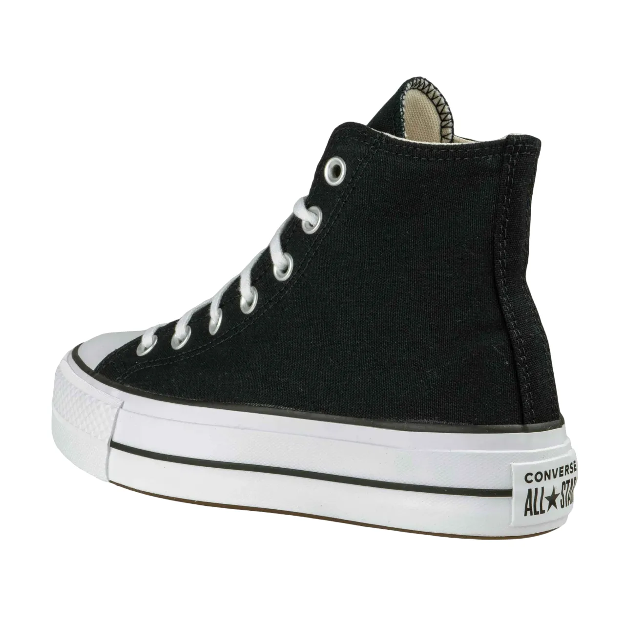 Converse scarpa sneakers in pelle da donna con zeppa Chuck Taylor All Star Platform LIFT Hi 560845C nero