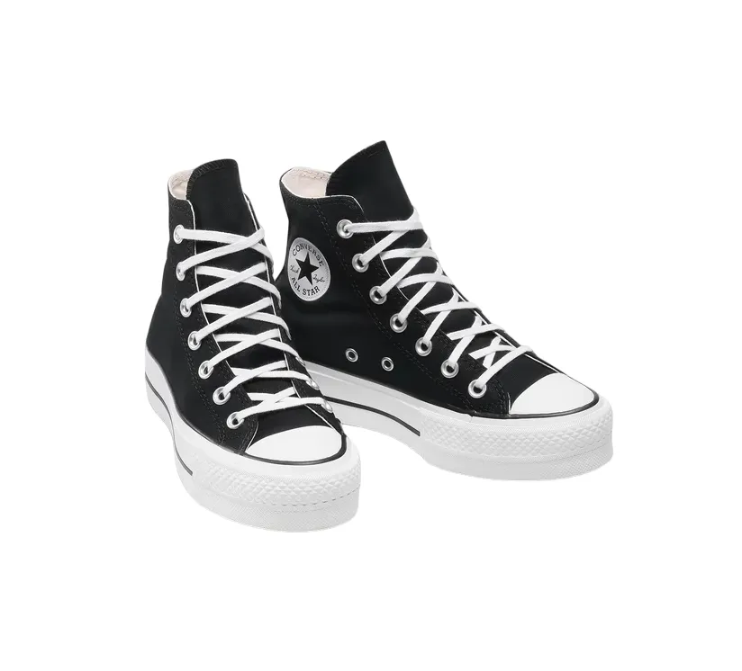 Converse scarpa sneakers in pelle da donna con zeppa Chuck Taylor All Star Platform LIFT Hi 560845C nero