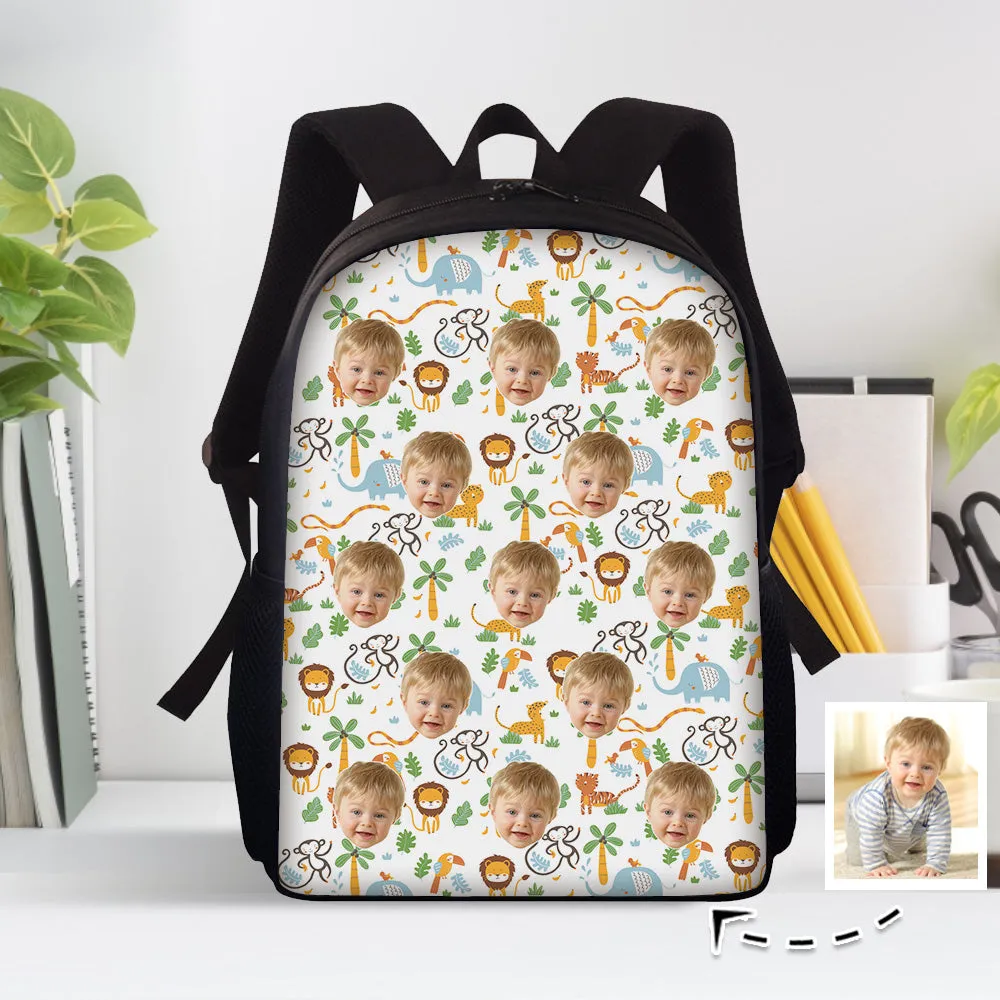 Custom Face Backpack Personalised Animal School Bag for Kids