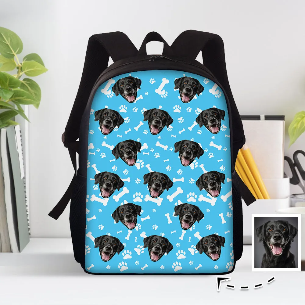 Custom Face Backpack Personalised Pet Paw Prints School Bag