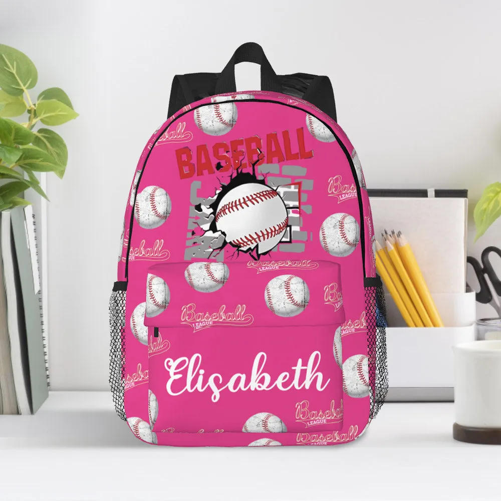 Custom Name Backpack Personalised Baseball School Bag for Kids