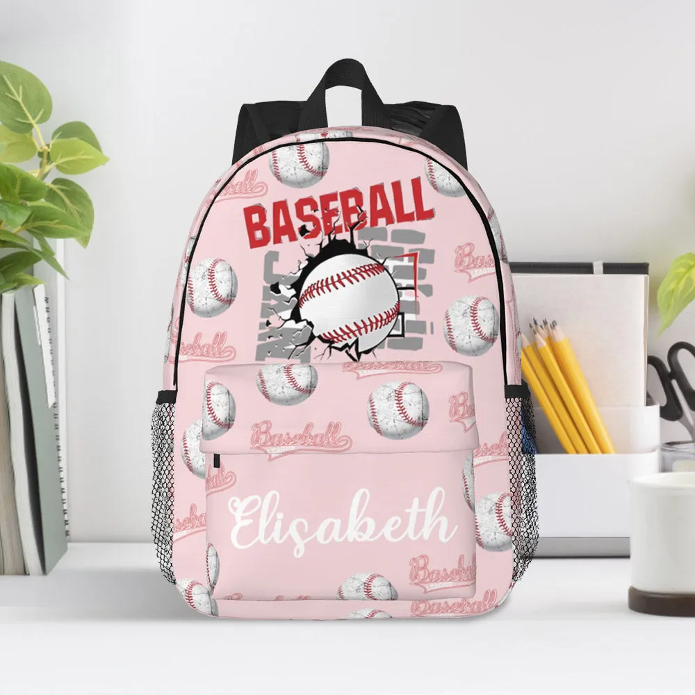 Custom Name Backpack Personalised Baseball School Bag for Kids