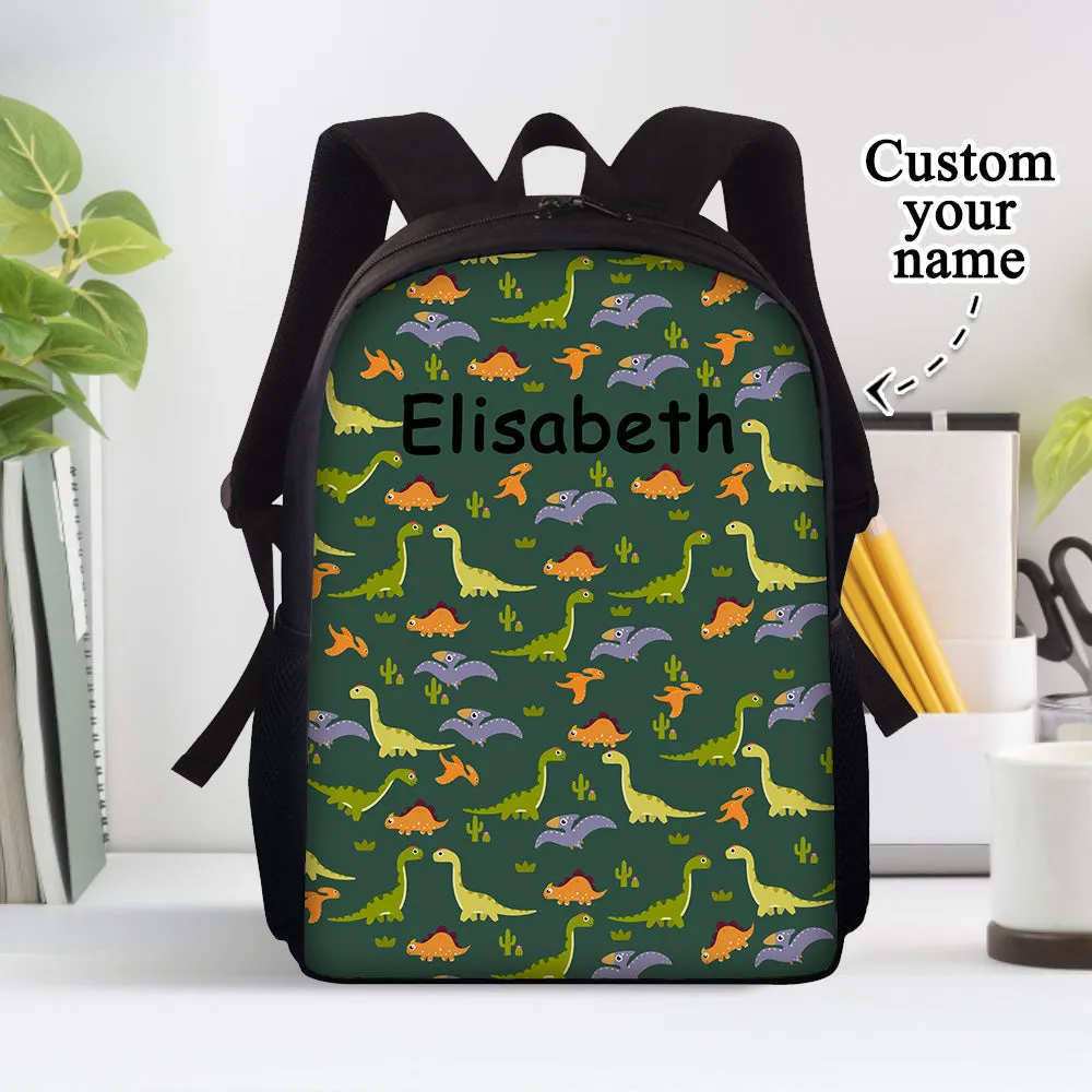 Custom Name Backpack Personalised Dinosaur School Bag for Boys Girls