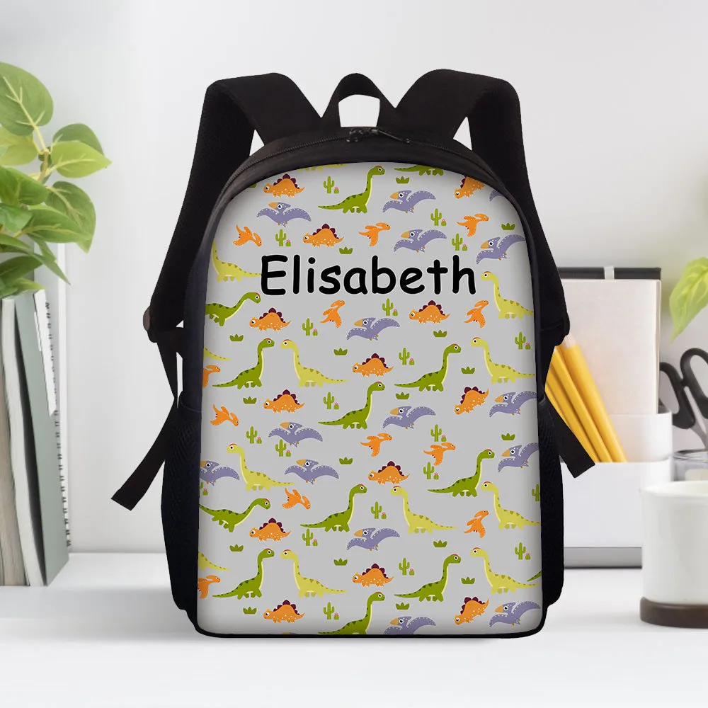 Custom Name Backpack Personalised Dinosaur School Bag for Boys Girls