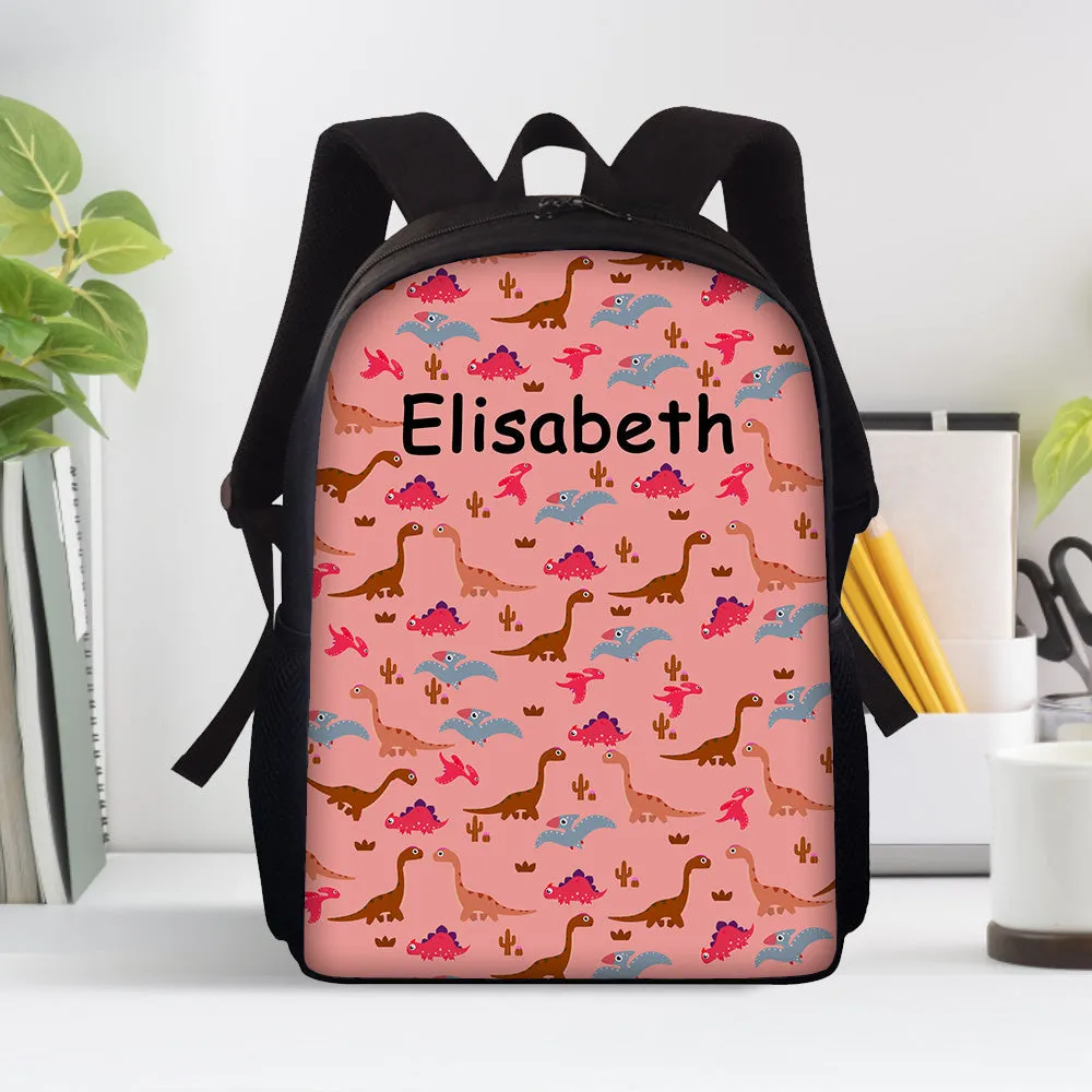 Custom Name Backpack Personalised Dinosaur School Bag for Boys Girls