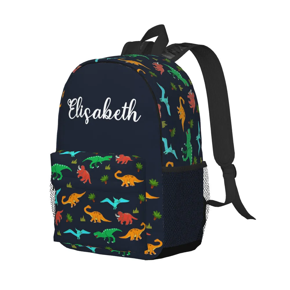 Custom Name Backpack Personalised Dinosaur School Bag for Kids