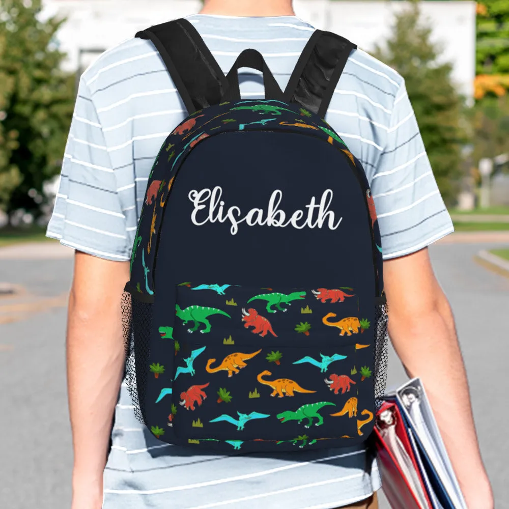 Custom Name Backpack Personalised Dinosaur School Bag for Kids