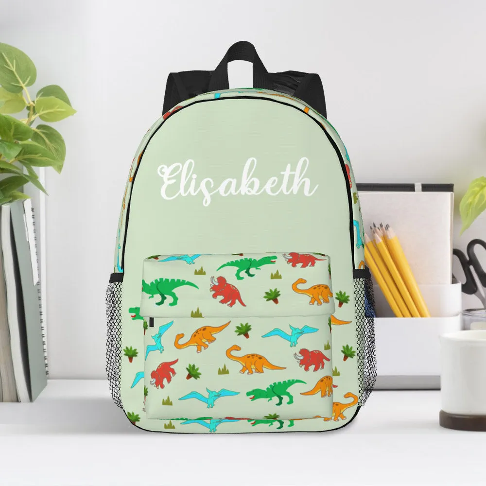 Custom Name Backpack Personalised Dinosaur School Bag for Kids