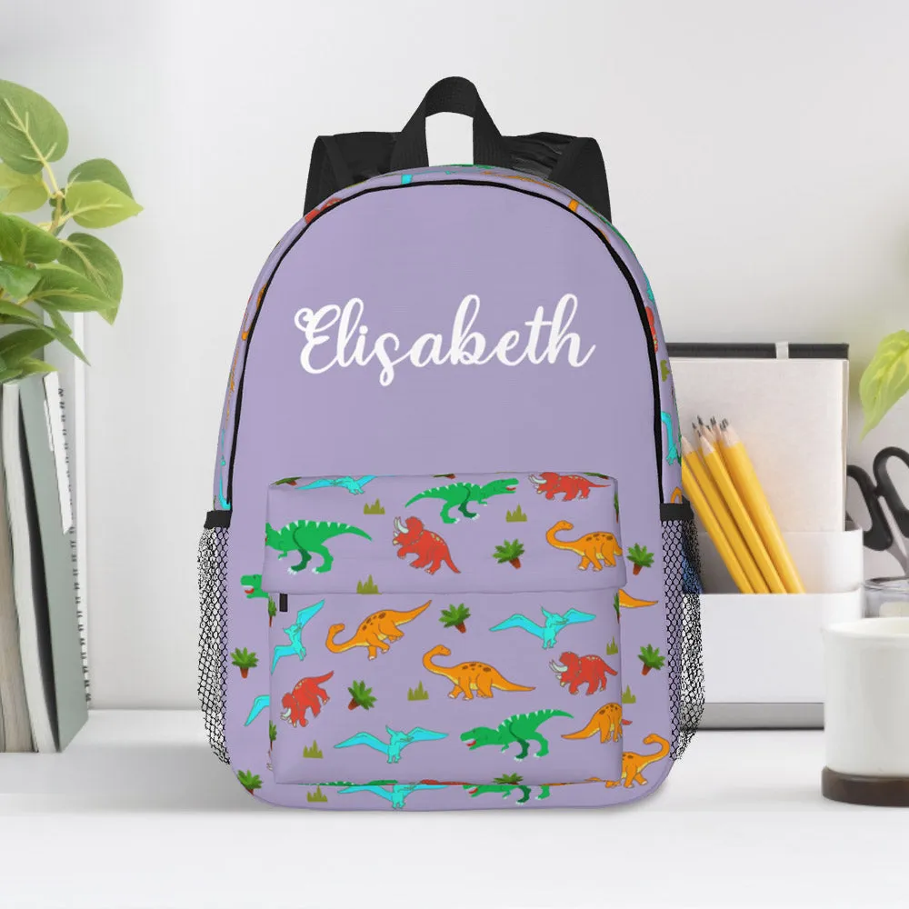 Custom Name Backpack Personalised Dinosaur School Bag for Kids