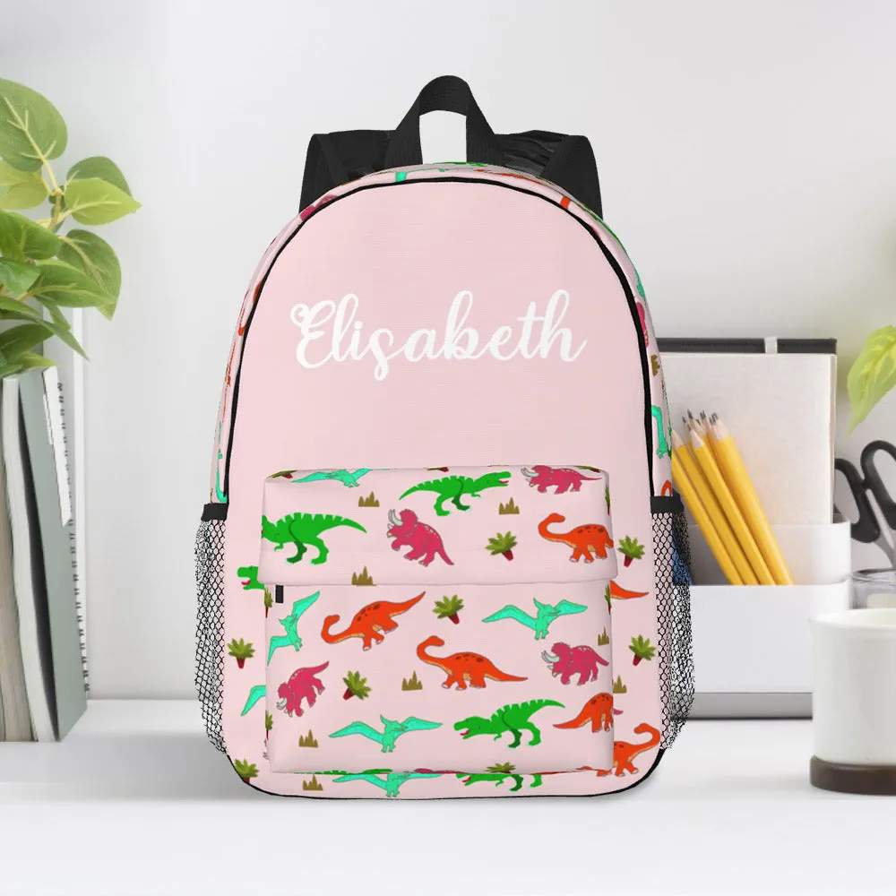 Custom Name Backpack Personalised Dinosaur School Bag for Kids