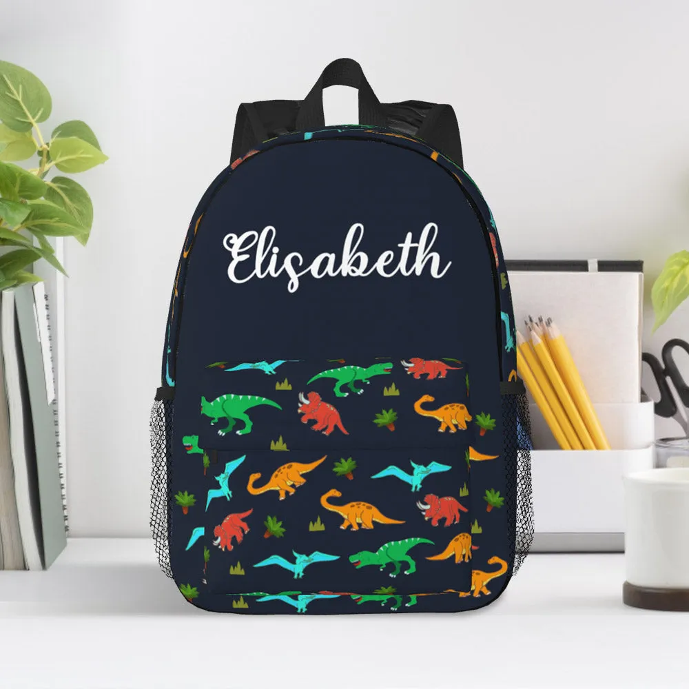 Custom Name Backpack Personalised Dinosaur School Bag for Kids