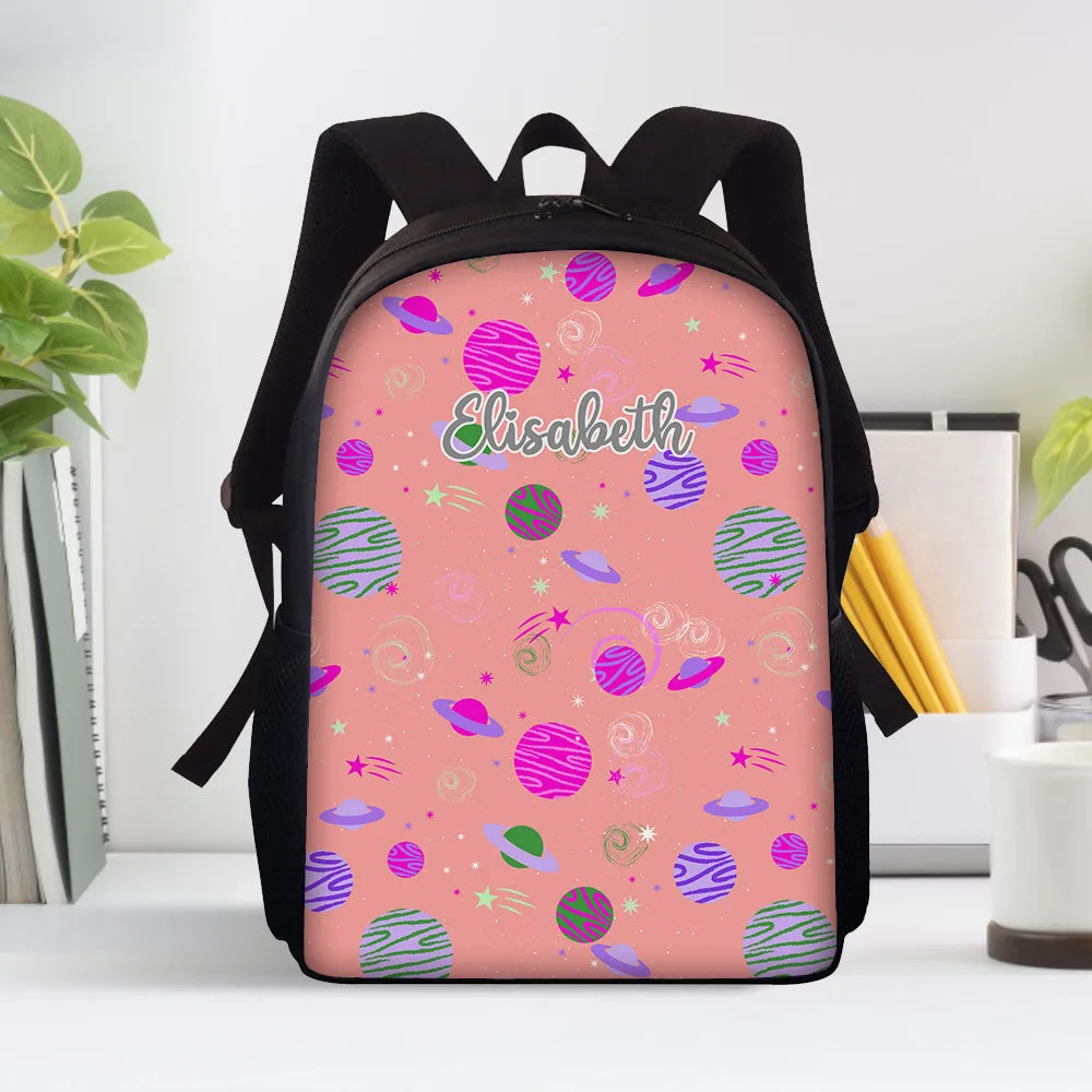 Custom Name Backpack Personalised Planet School Bag for Kids