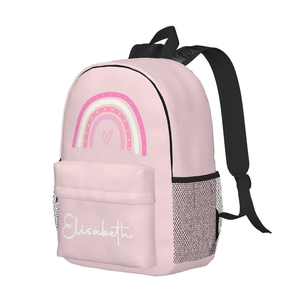 Custom Name Backpack Personalised Rainbow Design School Bag