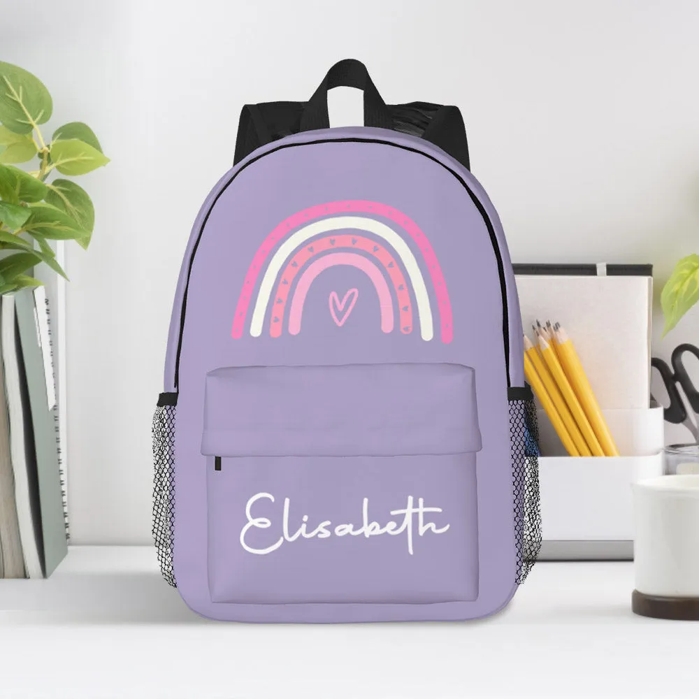 Custom Name Backpack Personalised Rainbow Design School Bag