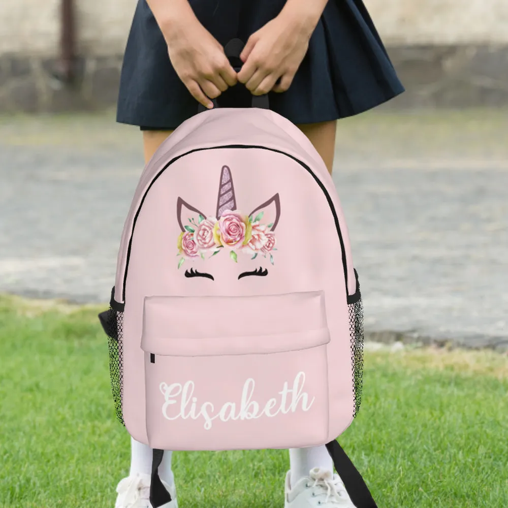 Custom Name Backpack Personalised Unicorn School Bag for Kids