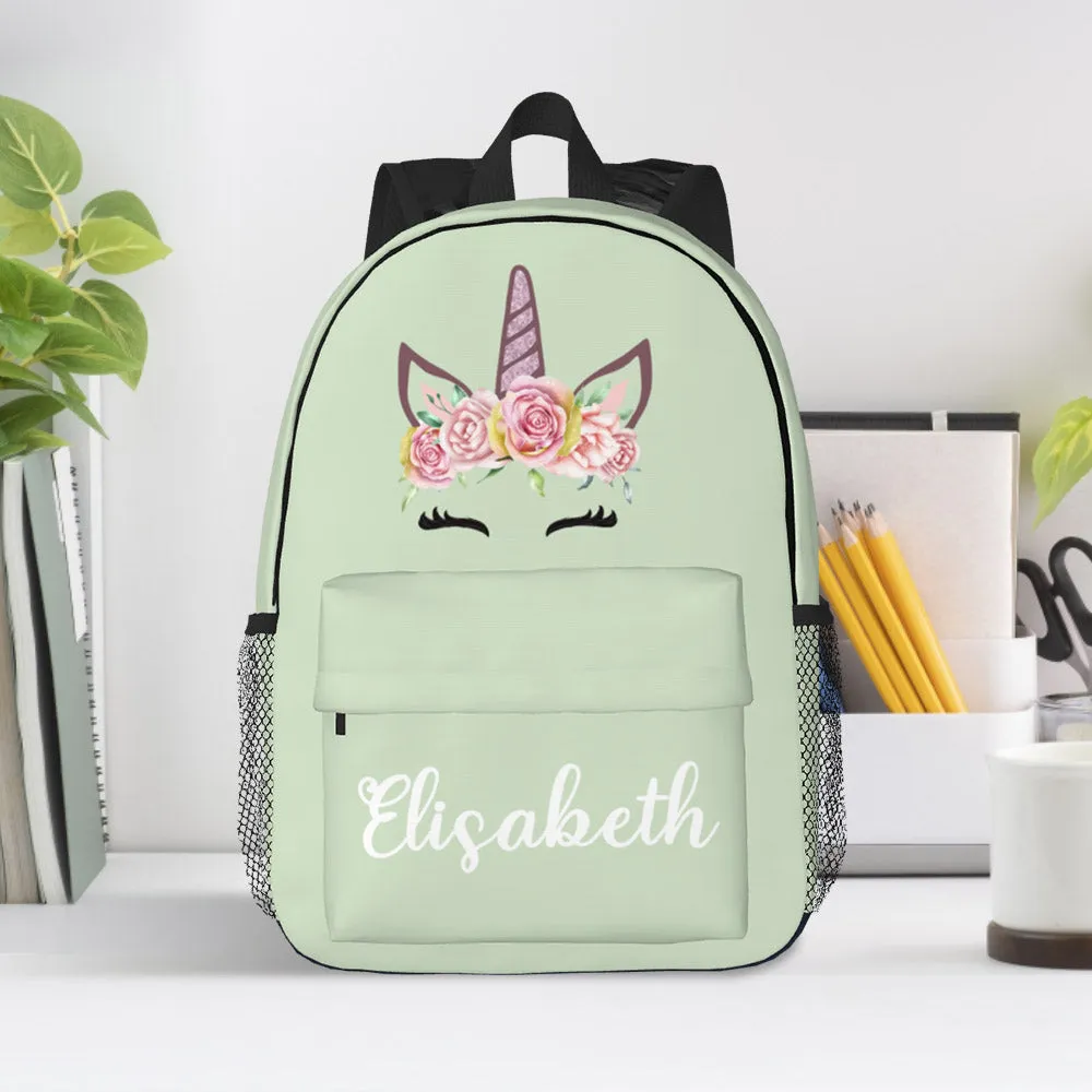 Custom Name Backpack Personalised Unicorn School Bag for Kids