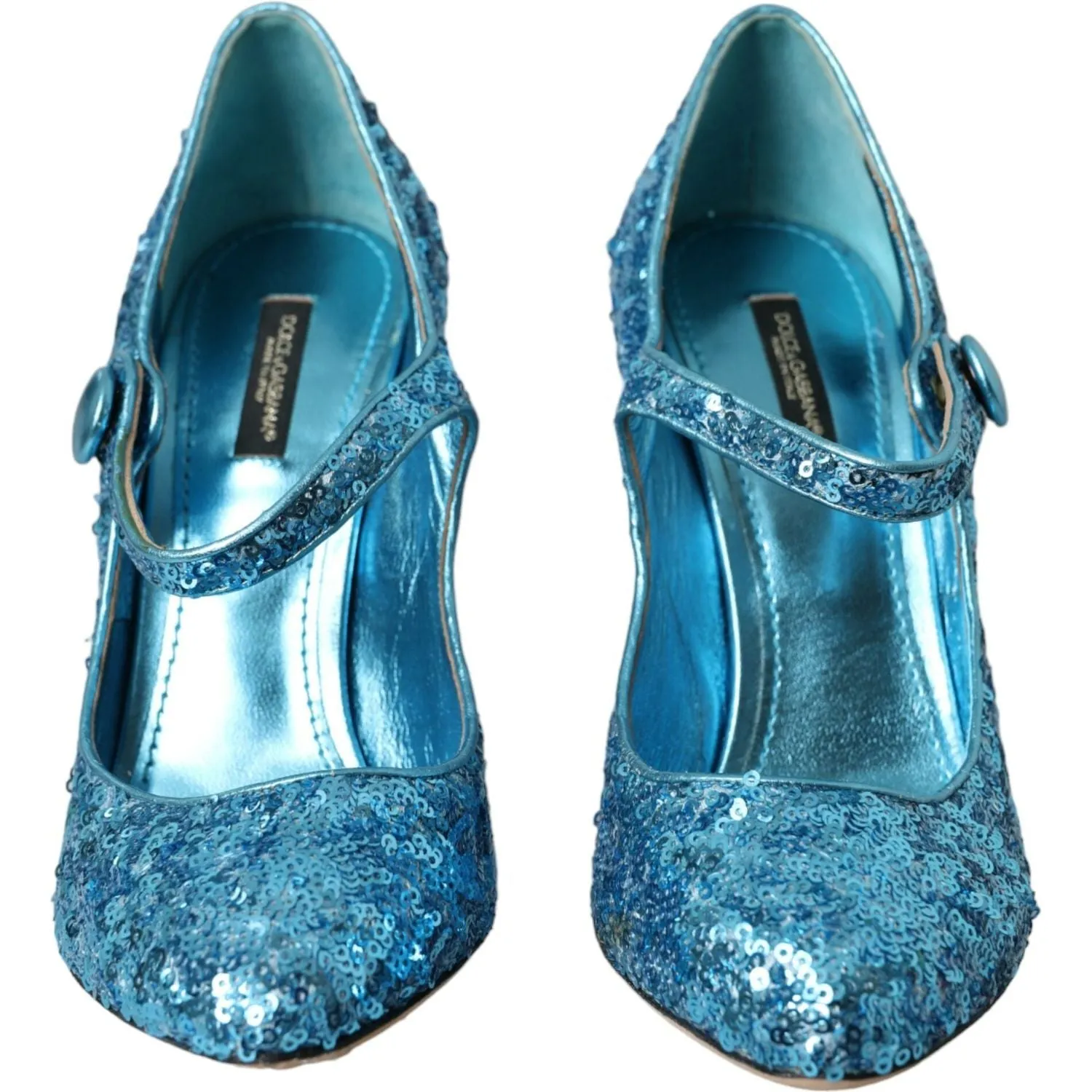 Dolce & Gabbana Blue Sequin Mary Jane Pumps High Heels Shoes