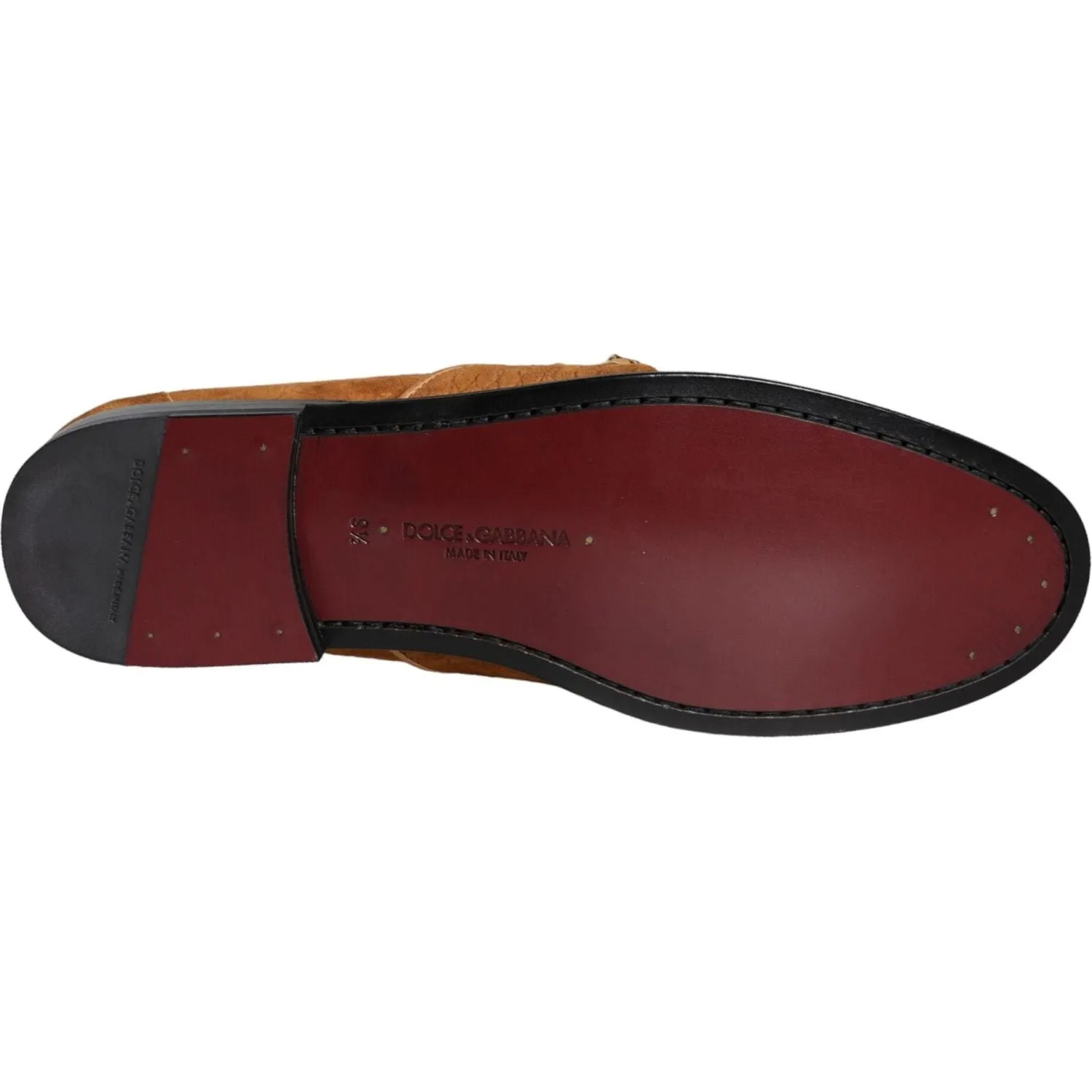 Dolce & Gabbana Brown Velvet Leather Logo Mocassin Slip On Shoes