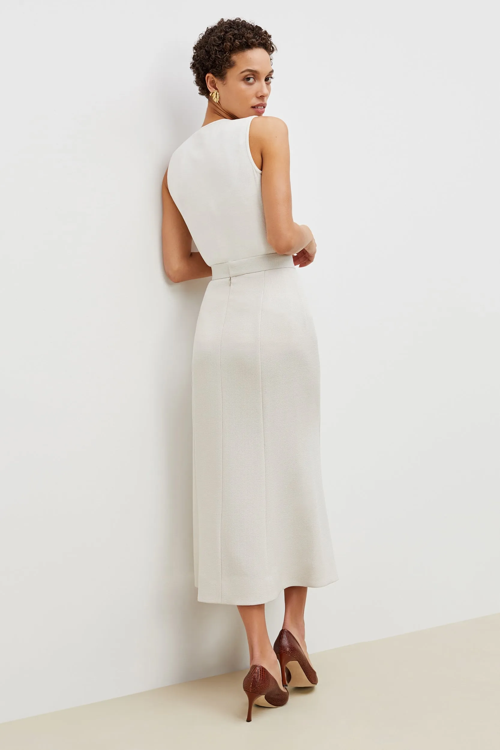 Eva Skirt - Textured Suiting :: Magnolia