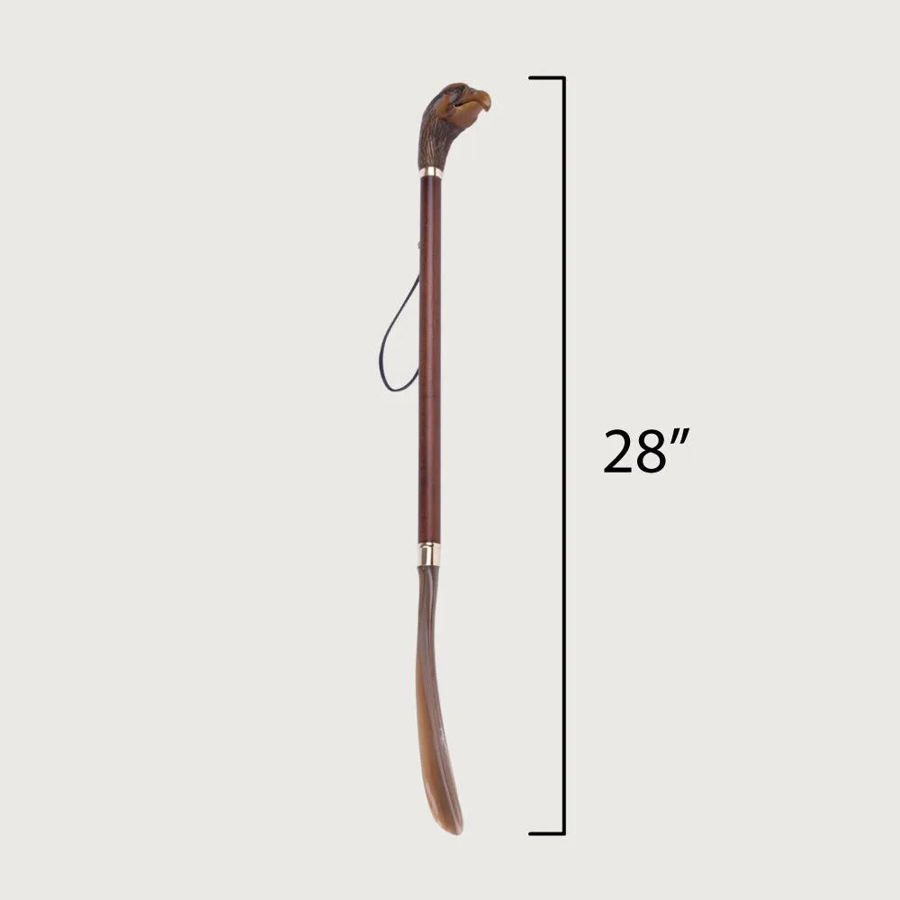 FootFitter Deluxe 28" Long Shoe Horn with Wooden-Style Eagle Handle